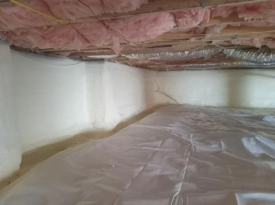 Crawl space encapsulation with closed-cell spray foam for Roof Waterproofing in Vestal